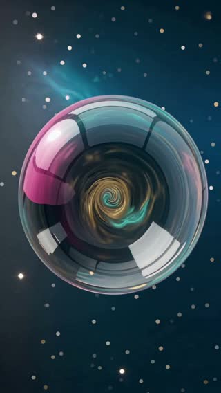 An extreme macro vertical zoom-in on the surface of a floating soap bubble.